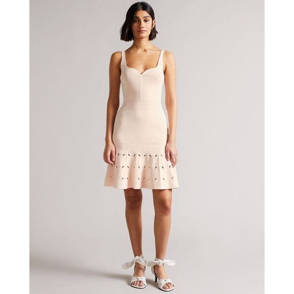 Ted Baker Ambyr Full Needle Stitch Detailed Hem Mini Dress Size 8 - Picture 1 of 7